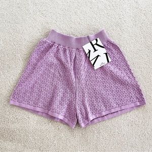 I Love Mr. Mittens Lace Knit Cotton Shorts - Lilac, Small